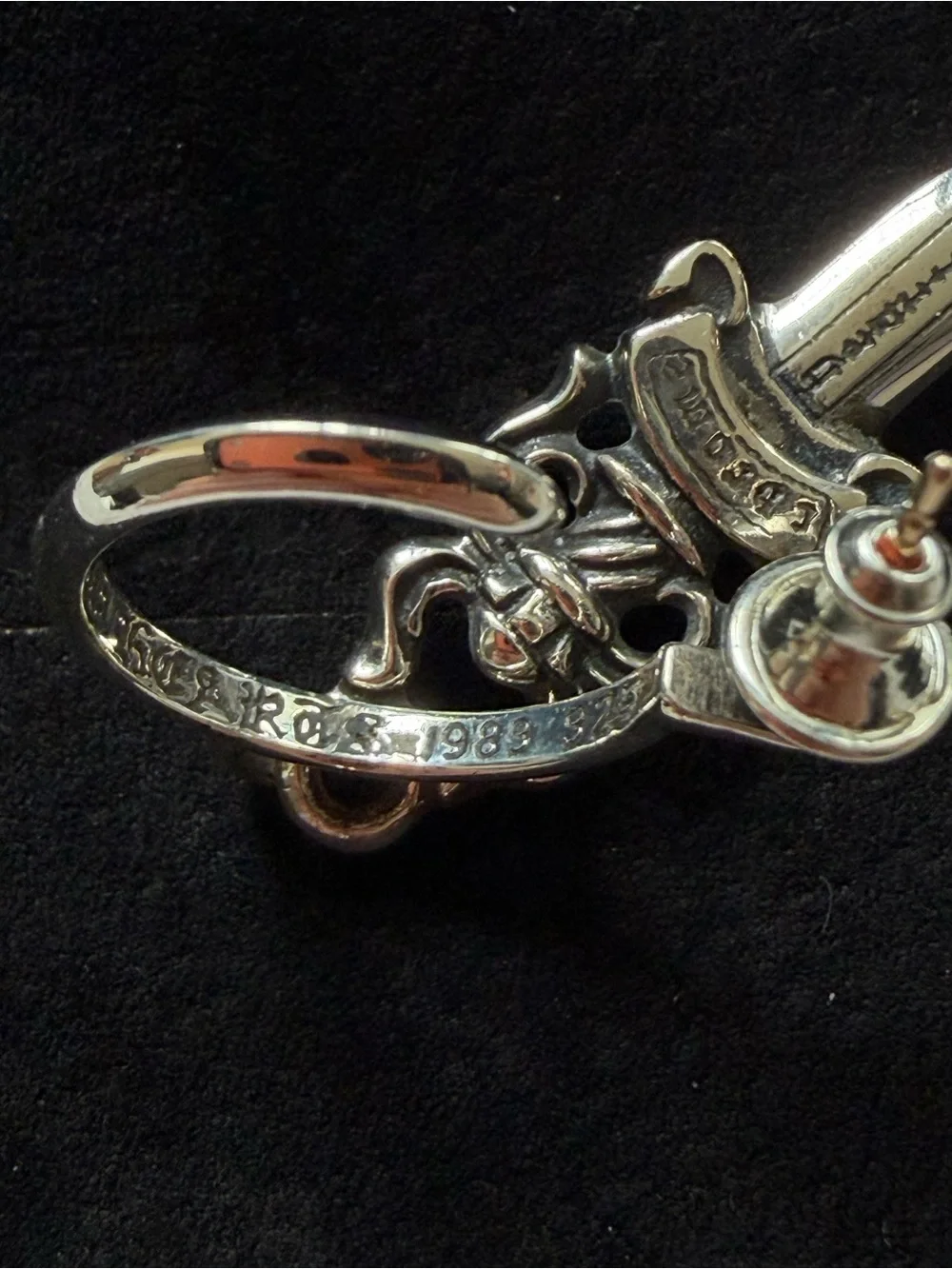 Chrome Hearts Silver #5 Dagger Hoop Earring